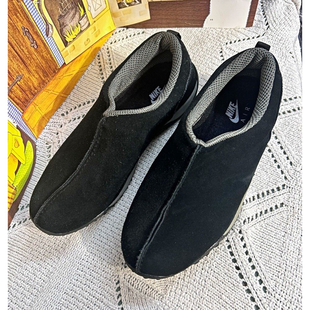 Nike Air Moc Men Slip On Shoes Size 12 Black Suede Mule Loafer Clog Vintage Low